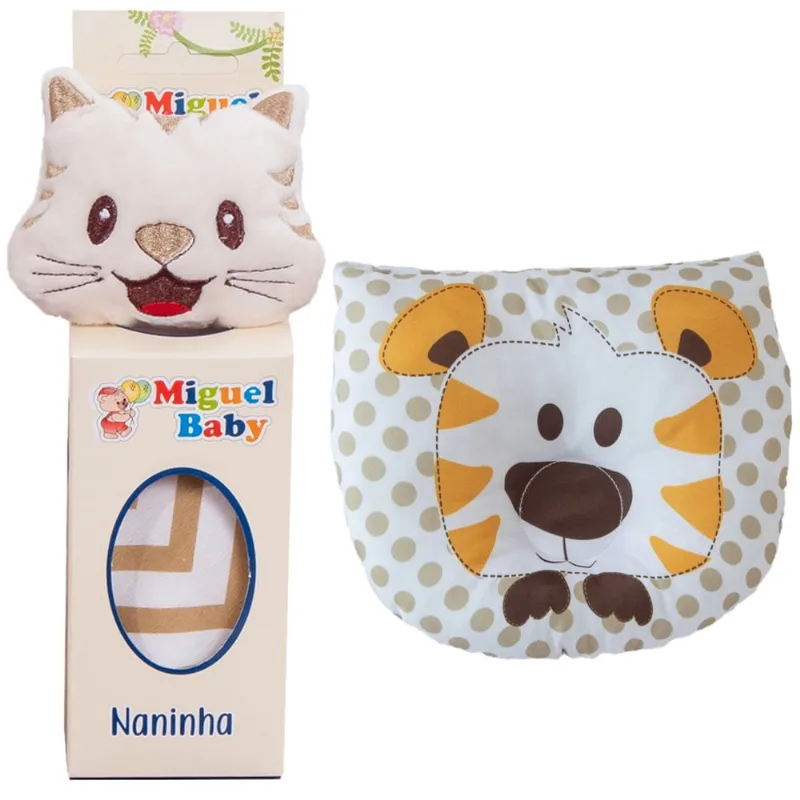 Kit naninha porta chupeta + travesseiro anatômico para bebês tigre