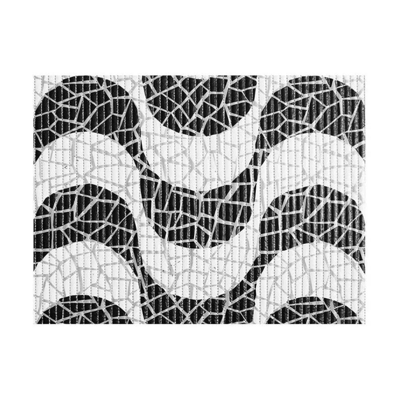 Passadeira PVC 65cm x 1 metro Tropical branco e preto Kapazi