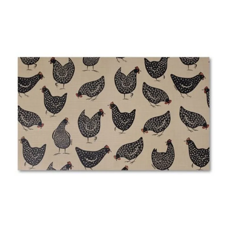 Tapete Passadeira Flex Galinhas Pretas Kapazi 60X166cm (MP)