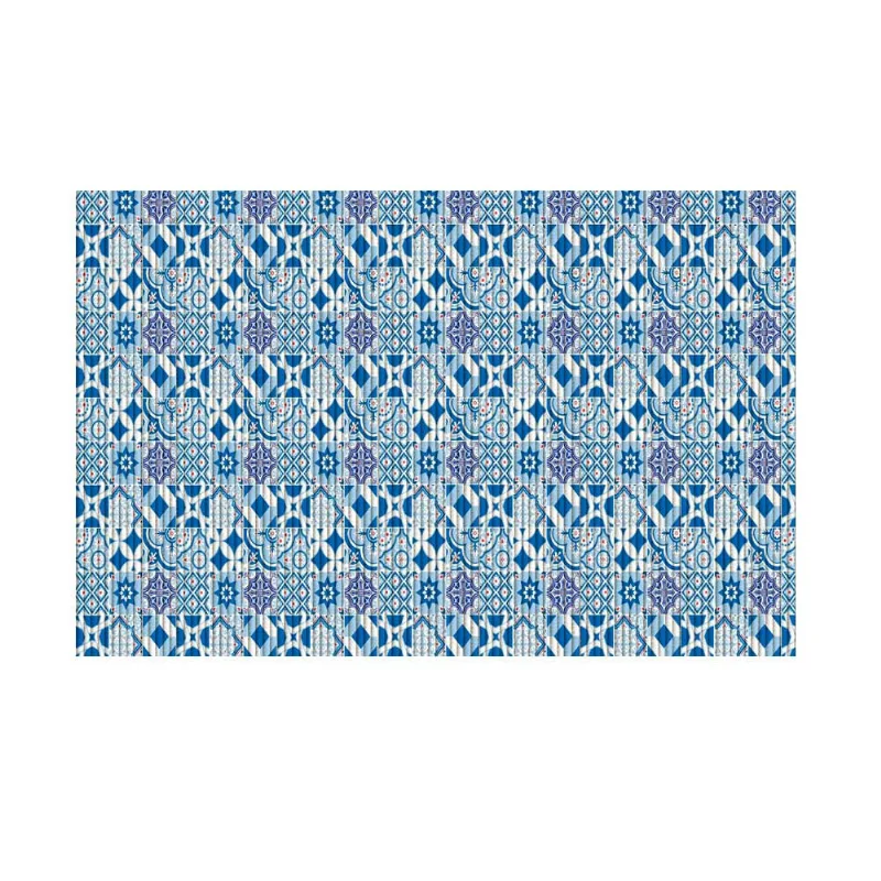 Passadeira PVC 43cm x 1 metro Tropical azulejo português azul Kapazi