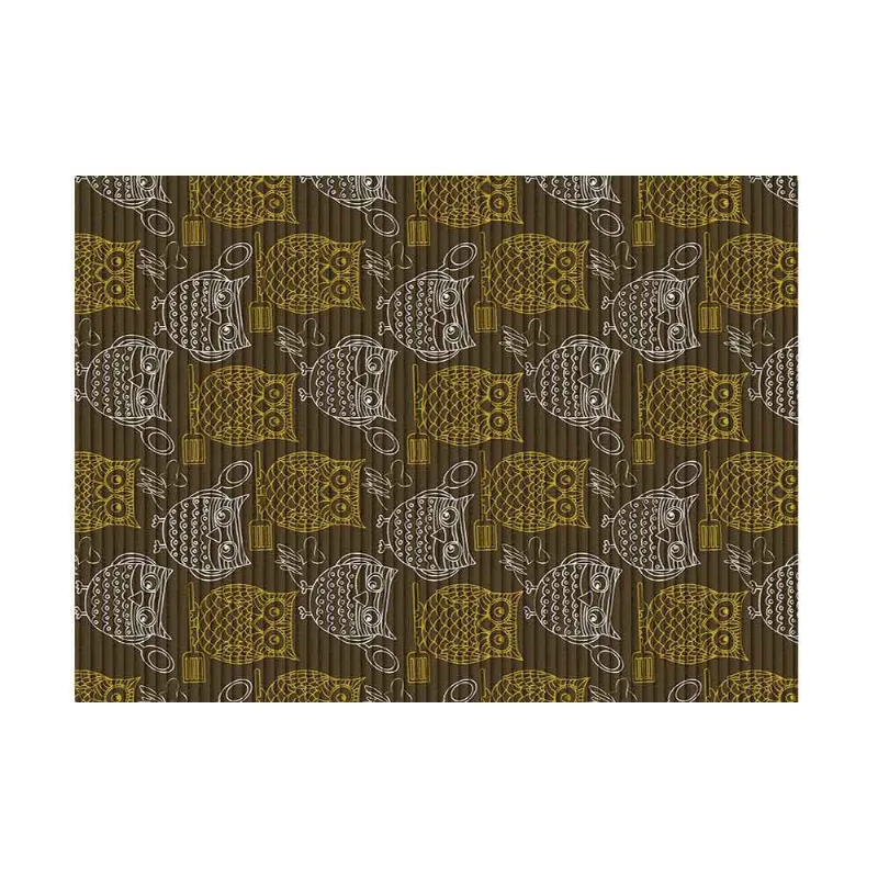 Passadeira PVC 65cm x 1 metro Tropical corujas marrom Kapazi