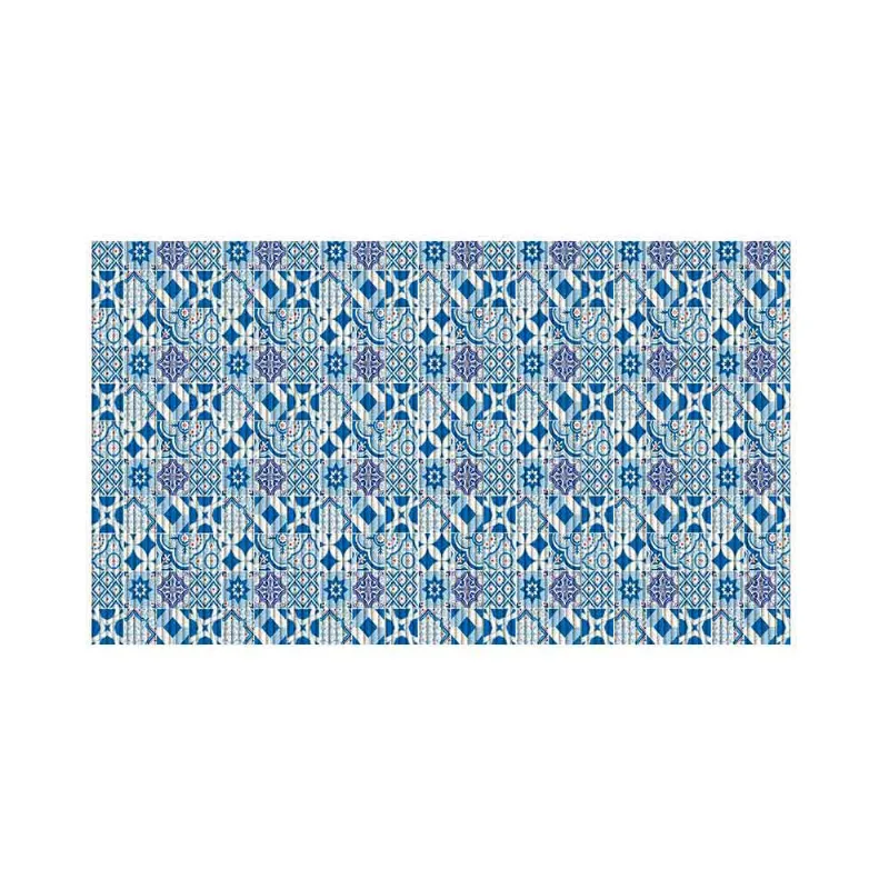 Passadeira Azulejo Portugues 43cm x 1,30m PVC azul Tropical Kapazi - Kapazi