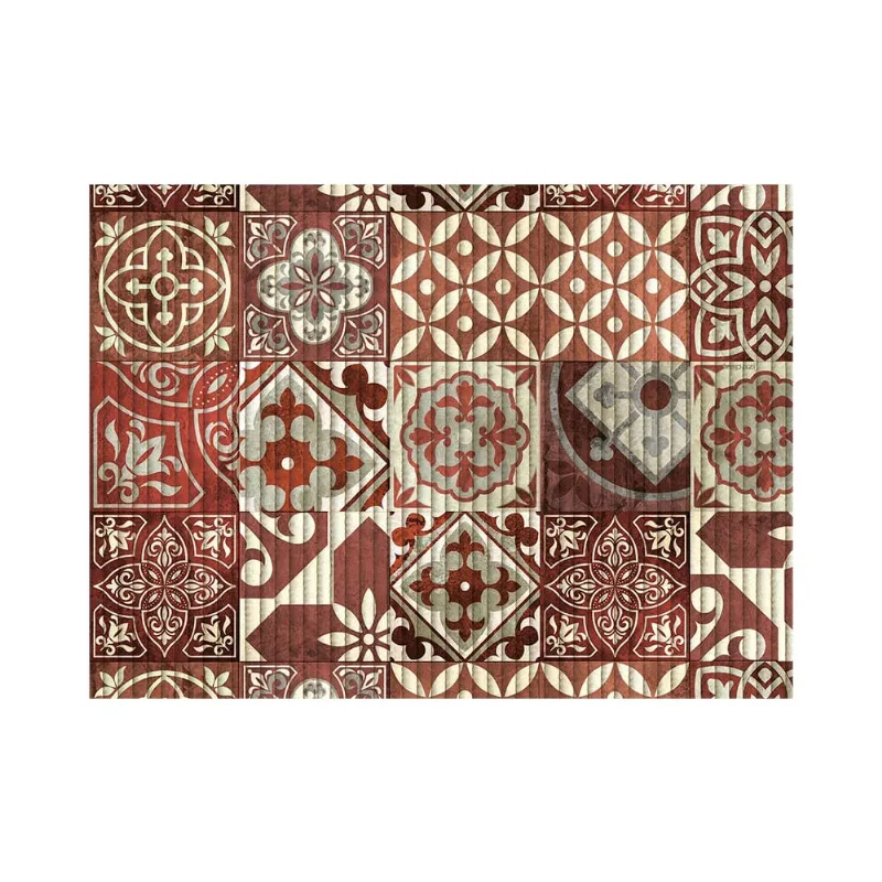 Passadeira Kapazi 43X65Cm Tropical Azulejo Vermelho - Kapazi