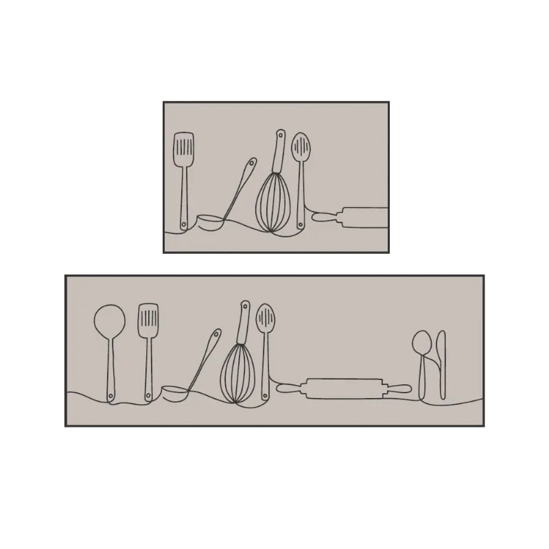Kit de tapete e passadeira de cozinha Utensílios 40x120cm poliamida azul Kapazi