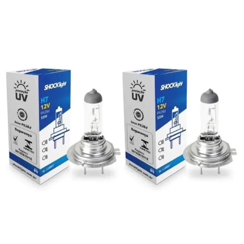 Par Lâmpada H7 Farol Baixo Halogena Px26D 12V 55W Foco Duplo