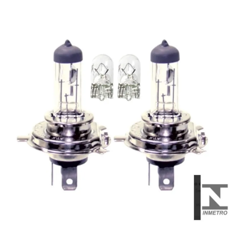 Kit Lâmpada Farol Alto/Baixo H4 12V T10 Pingão Lanterna P43T