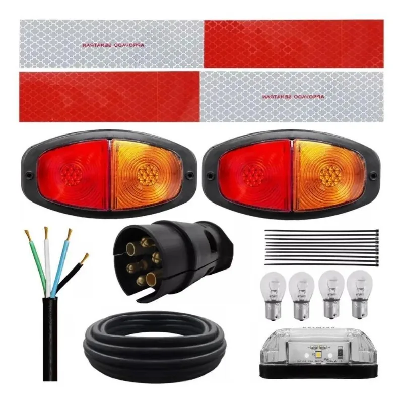 Kit Eletrico Instalação Lanterna Carretinha Reboque Engate