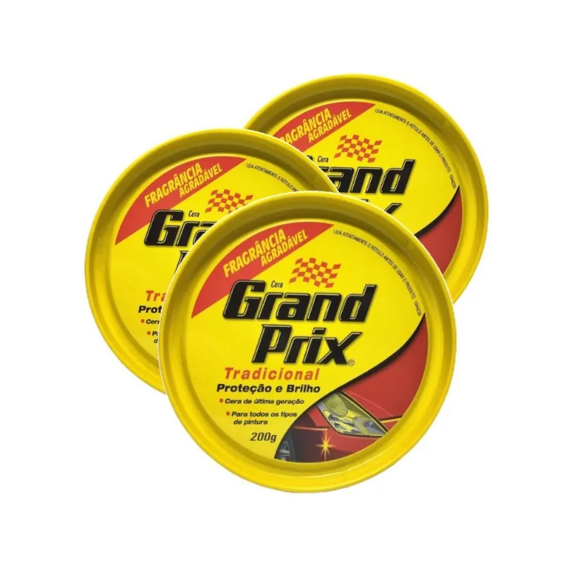3 Cera Grand Prix Tradicional Proteção E Brilho 200g