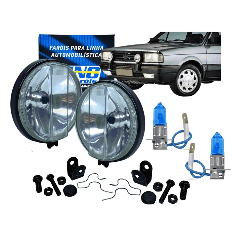 Par Farol Auxiliar Longo Alcance Gol gt gts gti 1988 A 1994 + Par de Lâmpadas Super Brancas