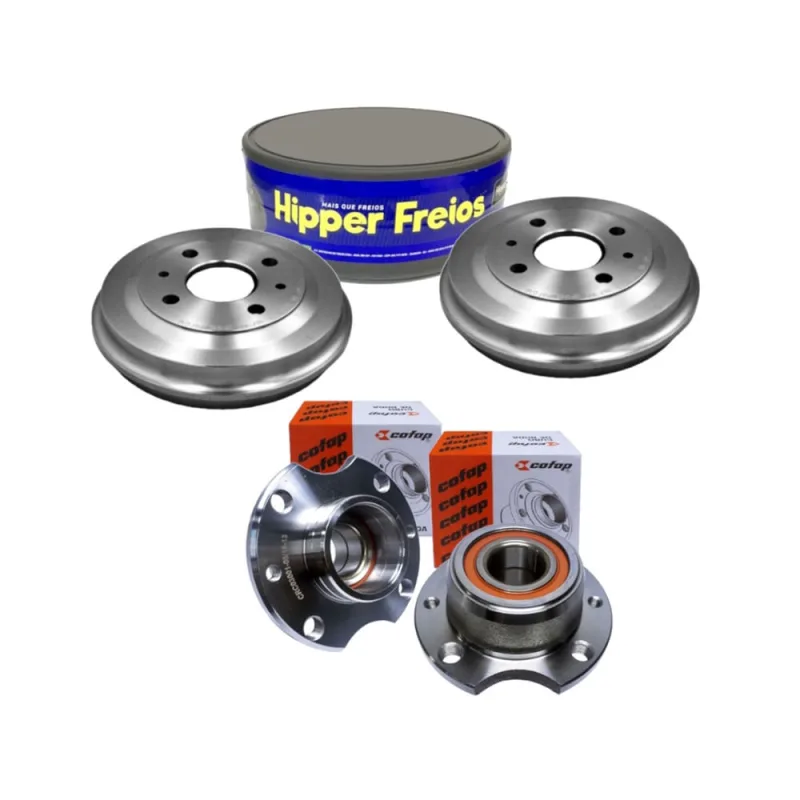 Kit tambor freio + cubo traseiro c/ rolamento uno S cs mille fire P/2 rodas - Não Disponível - Automotivo