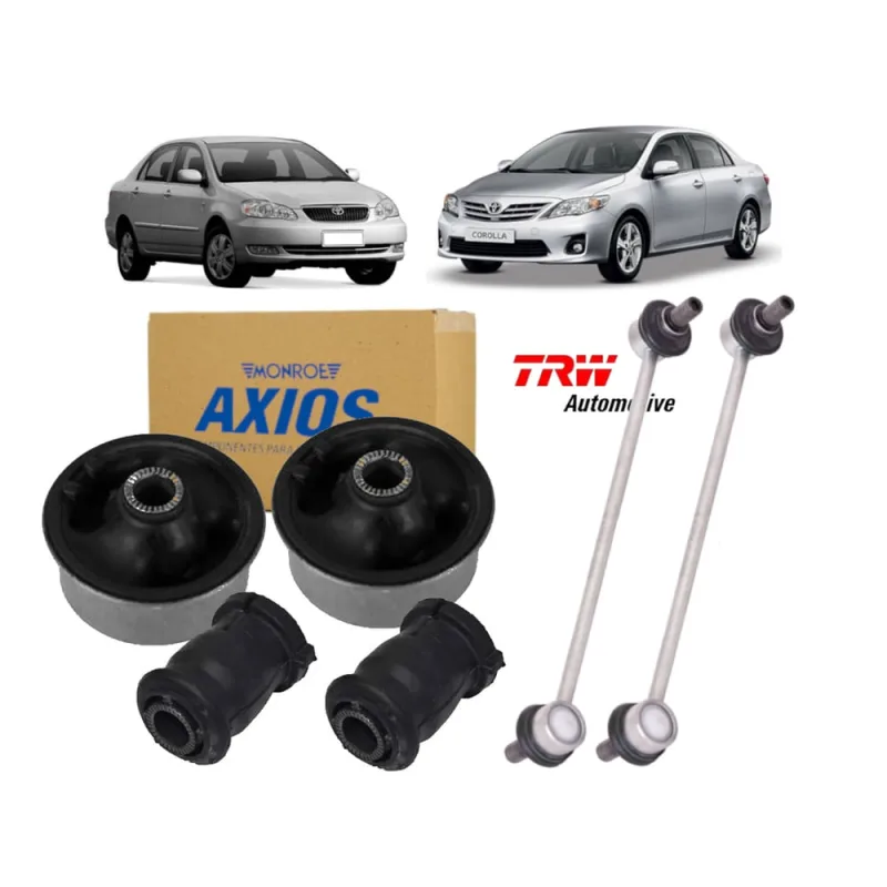 04 buchas balança bandeja corolla 2003 A 2017 + bieletas - Não Disponível - Automotivo