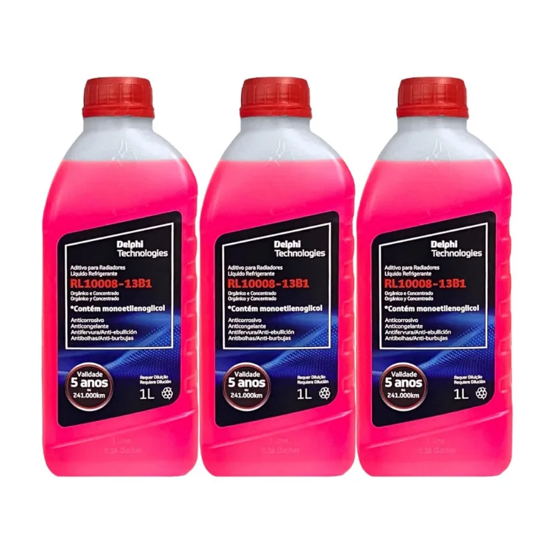 Kit 3 Aditivo Radiador Delphi Rosa Concentrado 1 Litro