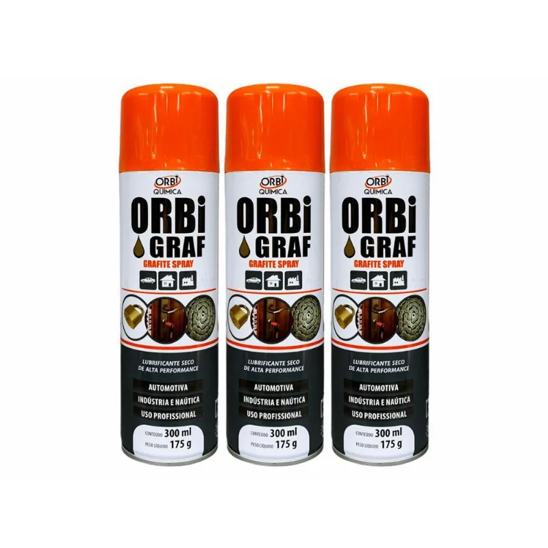 3 Lubrificante Grafite Spray A Seco Alta Performance 300ml