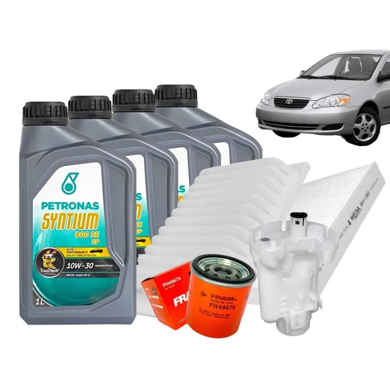 Kit Troca de Óleo e Filtros Corolla 2003 2004 2005 2006 2007 2008 petronas/ fram/ wega - Não Disponível - Automotivo