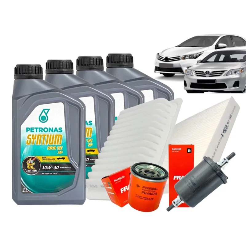 Kit óleo E filtros corolla 1.6 1.8 16V 2009 2010 2011 2012 2013 2014 2015 2016 2017 2018 2019 petronas/ fram/ wega/ tecfil - Petronas