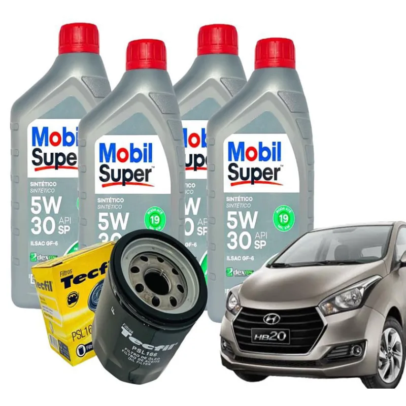 Kit Óleo Filtro HB20 1.0 12v Turbo 2016 2017 2018 2019 - Mobil