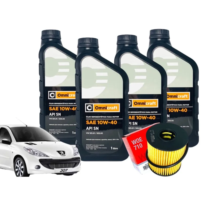 Kit Óleo e Filtro Peugeot 206 207 1.4 1.6 16v Gas/Flex - Não Disponível - Automotivo