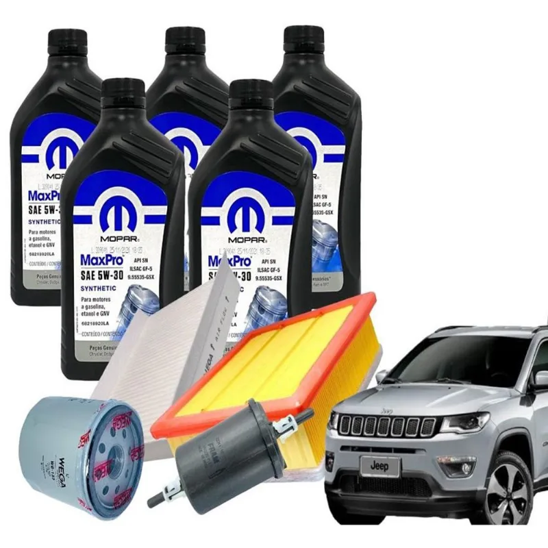 Kit Revisão Filtros e Òleos 5W30 Compass 2.0 16v Flex 2017 2018 2019 2020 2021
