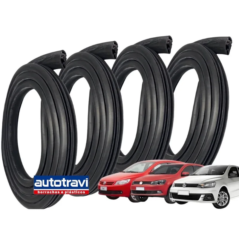 Conjunto de 4 Borrachas Porta Gol G5 G5 G6 Saveiro Voyage- 40022, superbor, Preto