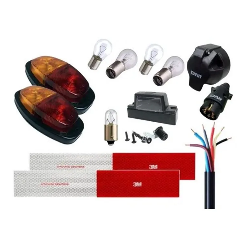 Kit Lanterna Sinalização Reboque Carretinha Chicote Tomada