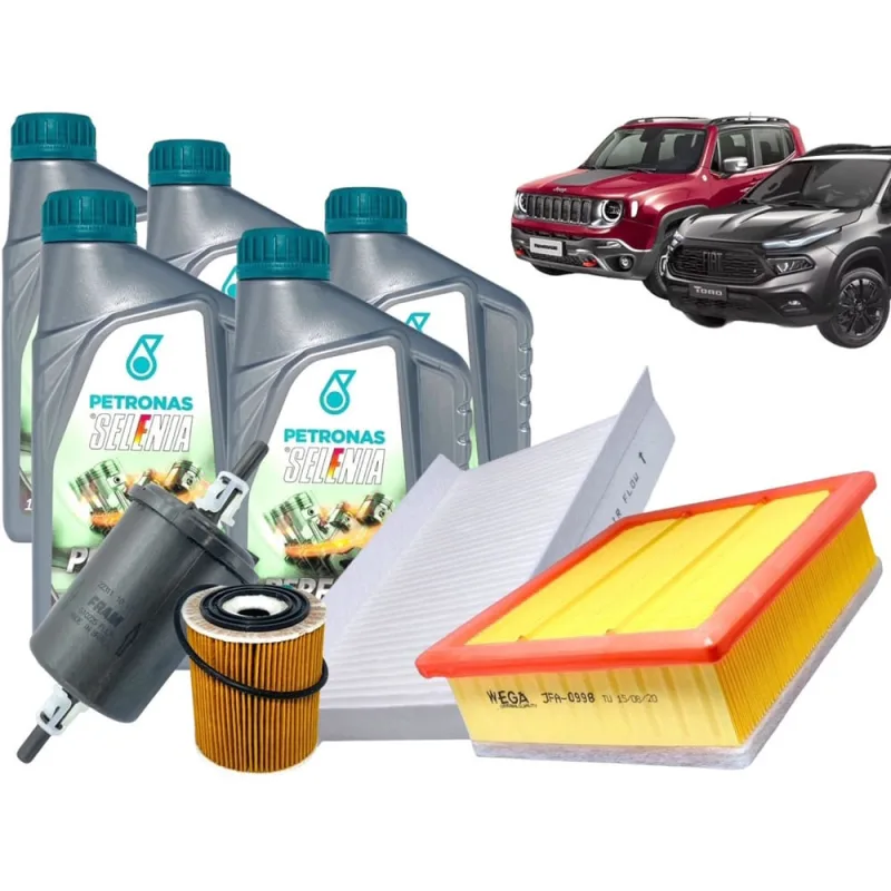 Kit 5 Óleo 5W30 Selenia + Filtro de Óleo e Filtro de Combustível Fiat Toro 1.8 16v Flex Jeep Renegade - Não Disponível - Automotivo