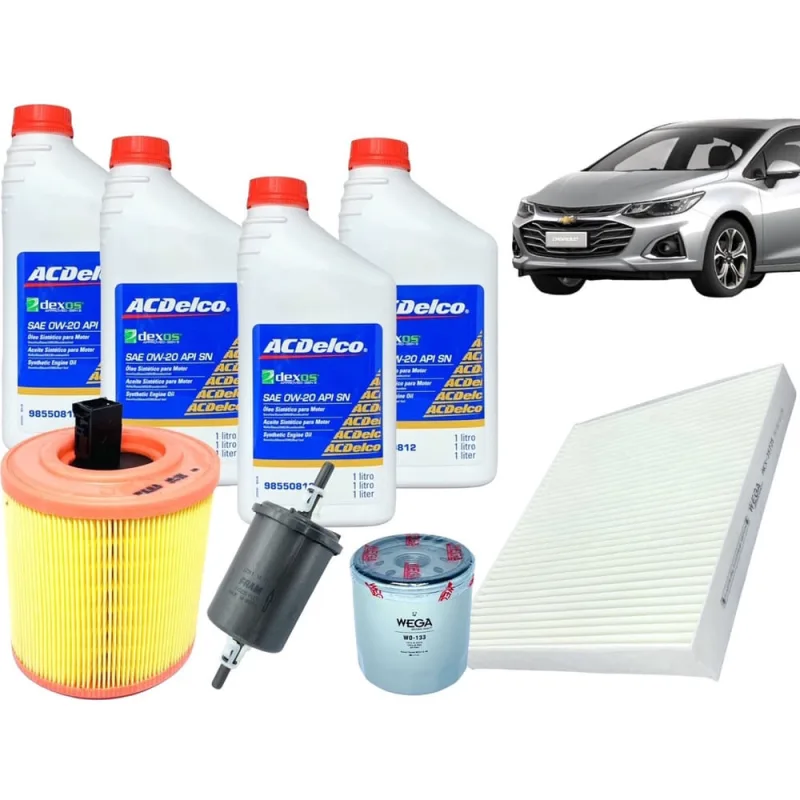 Kit Filtros + Óleo 0w20 Cruze 1.4 Turbo 2016 a 2021 - Não Disponível - Automotivo