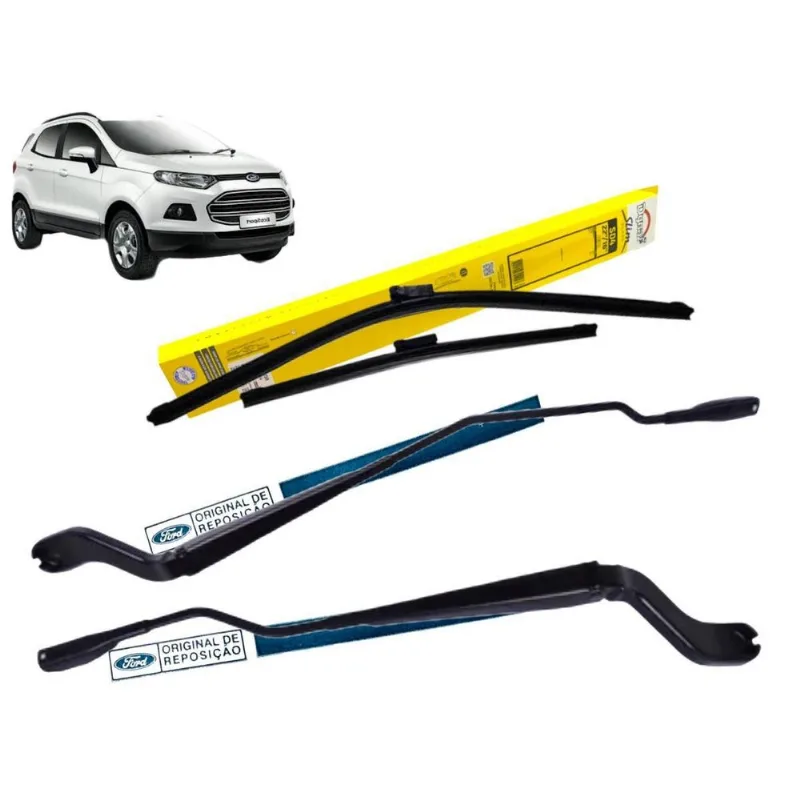 Kit Braço Limpador Parabrisa Nova Ecosport Com Palhetas