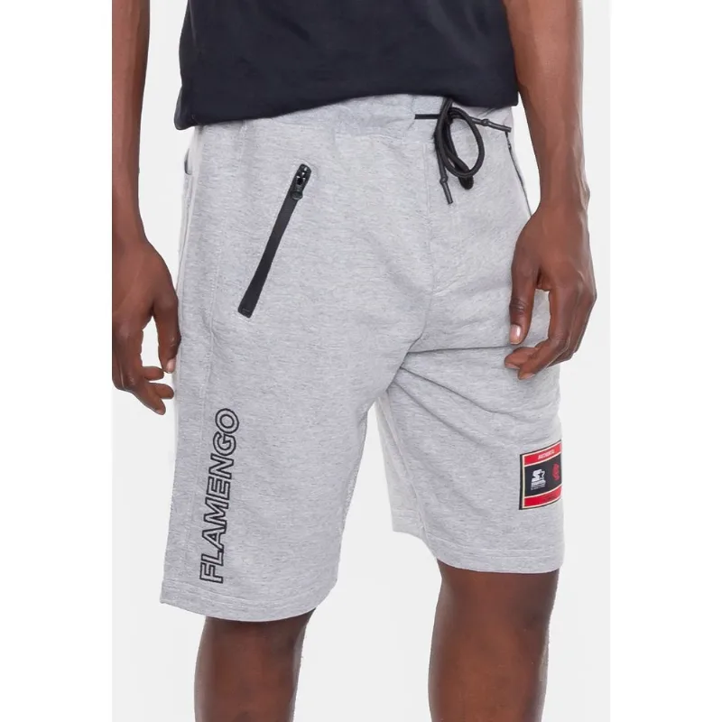 Bermuda Starter Moletom Collab Flamengo Oficial Cinza Mescla - M