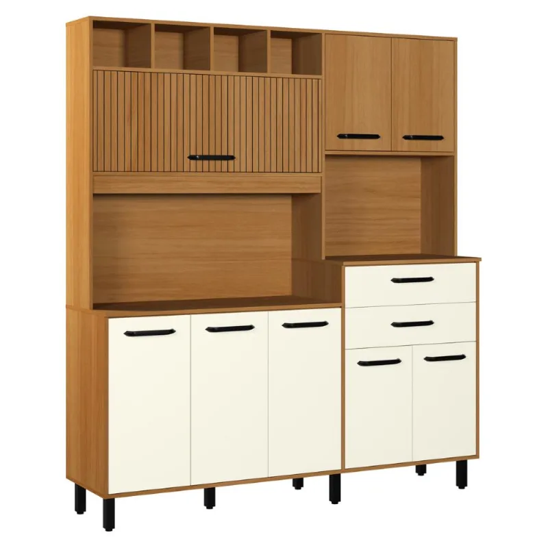 Armário de Cozinha Compacta 175cm com 8 Portas e 2 Gavetas Multimóveis CR20287 - Multimóveis