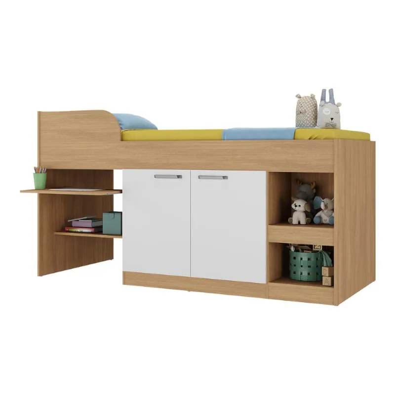 Cama Solteiro Multifuncional para Colchão 188 x 78cm com 2 Portas e Escrivaninha Multimóveis MP4234 Cama Solteiro Multifuncional para Colchão 188 x 78cm com 2 Portas e Escrivaninha Multimóveis MP4230 - Multimóveis
