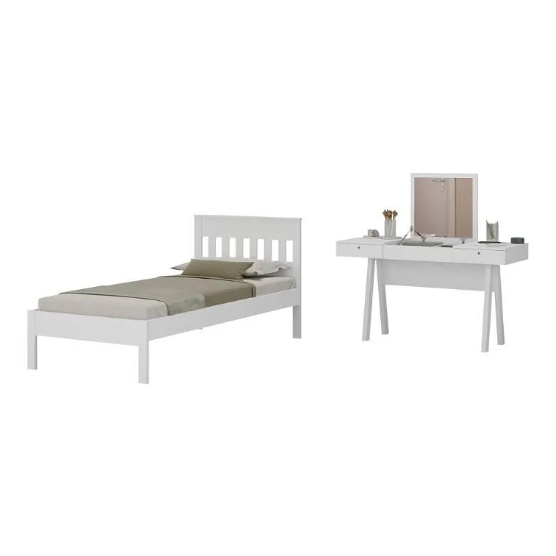 Cama de Solteiro para Colchão 88 x 188 cm com Penteadeira 131,5cm Multimóveis CR35247 - Multimóveis