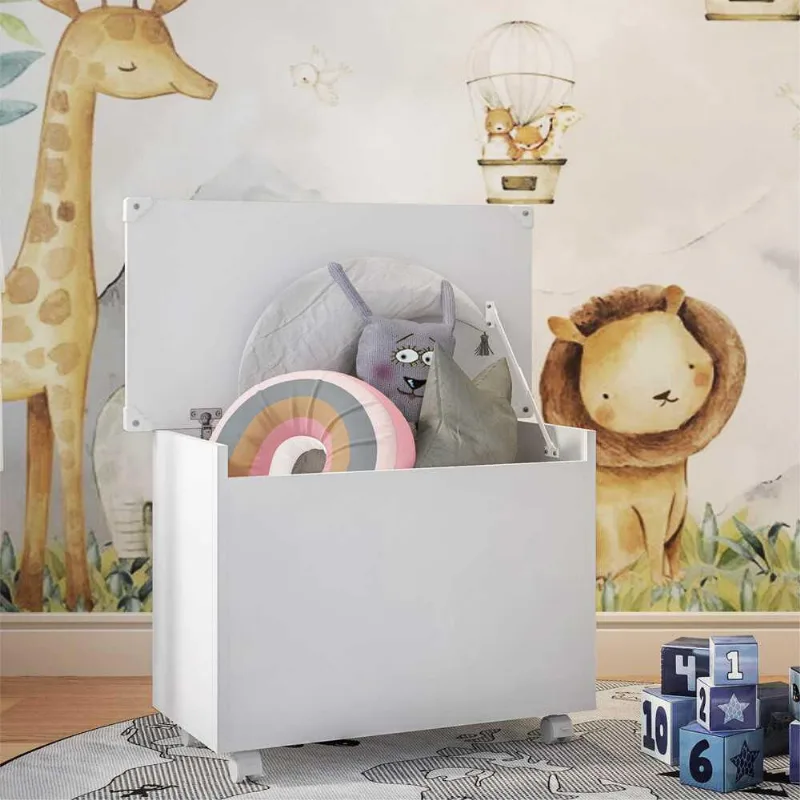 Baú Organizador Caixa de Brinquedos c/ Rodízios Multimóveis Branco - Multimóveis