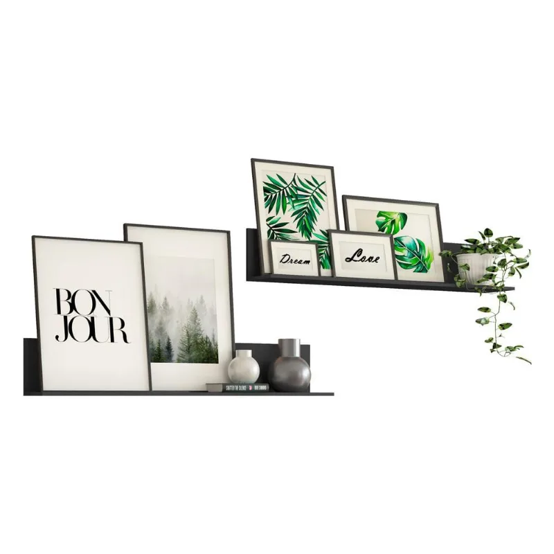 Kit 2 Prateleiras Nichos Decorativos 175 cm Multimóveis Preto - Multimóveis