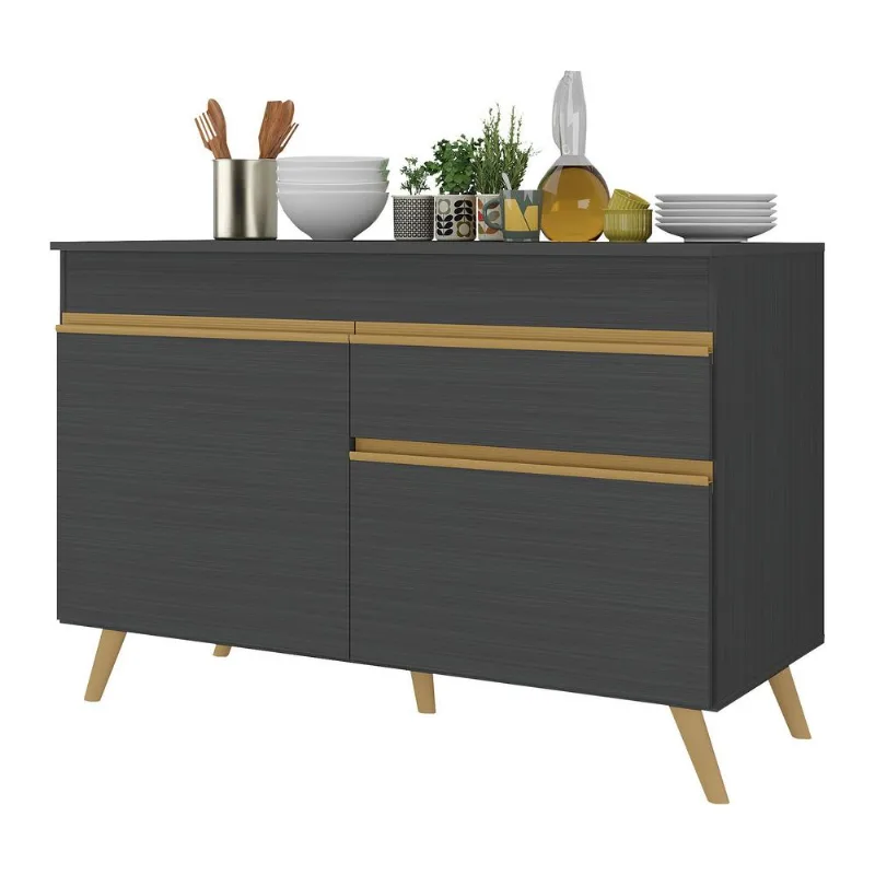 Balcão Cozinha Gabinete Pia 120 cm 2 Portas 1 Gaveta Veneza GB Multimóveis Preto - Multimóveis