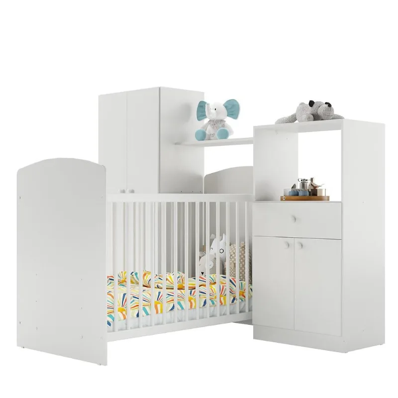 Quarto Infantil com Colchão Incluso Meu Bebê Multimóveis Branco - OUTRAS