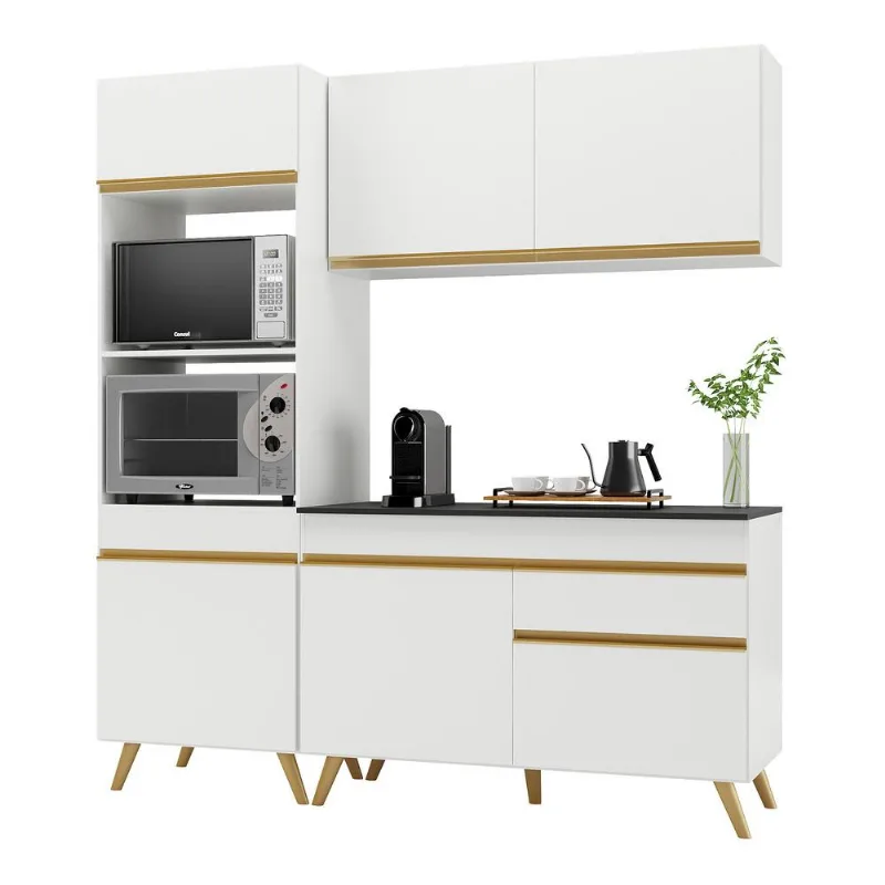 Armário de Cozinha Compacta 3 peças MP3694 Veneza GW Multimóveis Branca - Multimóveis