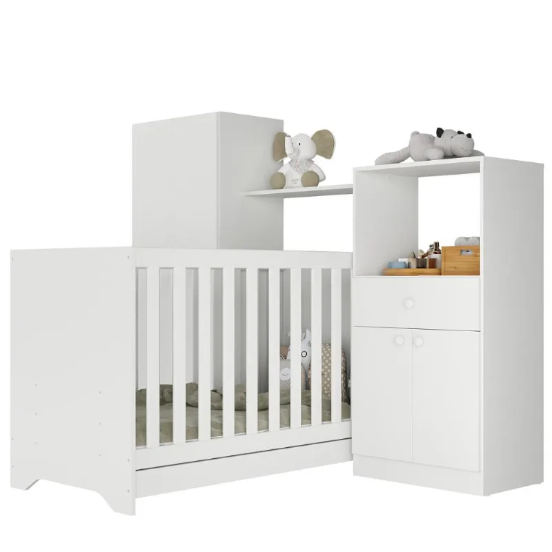 Quarto Infantil com Berço 3 em 1 Luíza Multimóveis Branco - OUTRAS