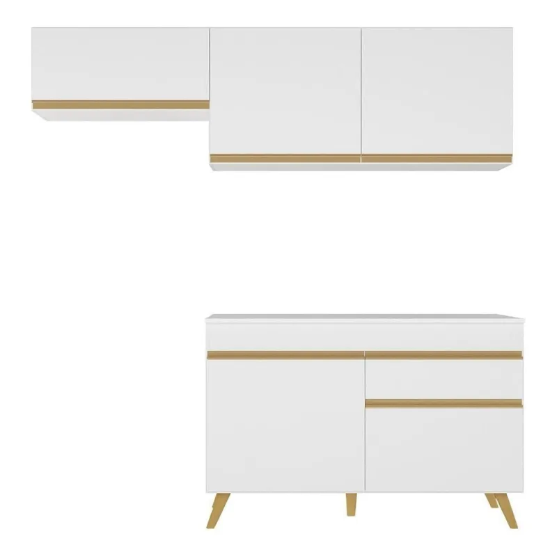 Conjunto Lavanderia Multiuso Armário E Balcão Branco - Multimóveis
