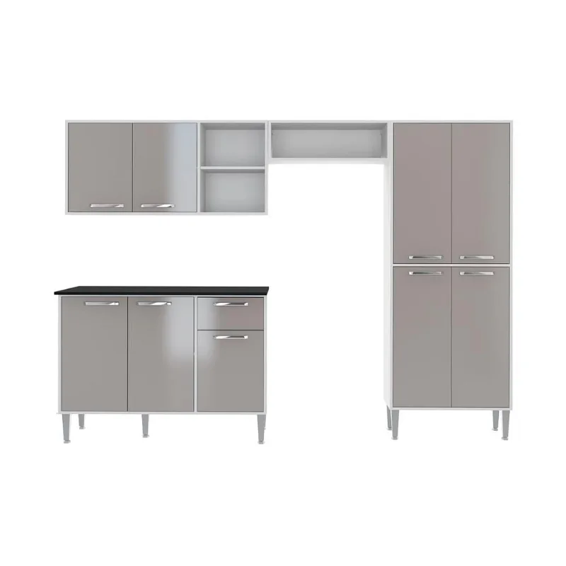 Armário de Cozinha Compacta Multimóveis Xangai Plus FG2840 Branca/Lacca Fumê - Multimóveis