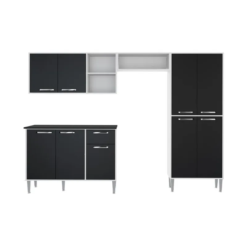 Armário de Cozinha Compacta Multimóveis Xangai Plus FG2840 Branca/Preta