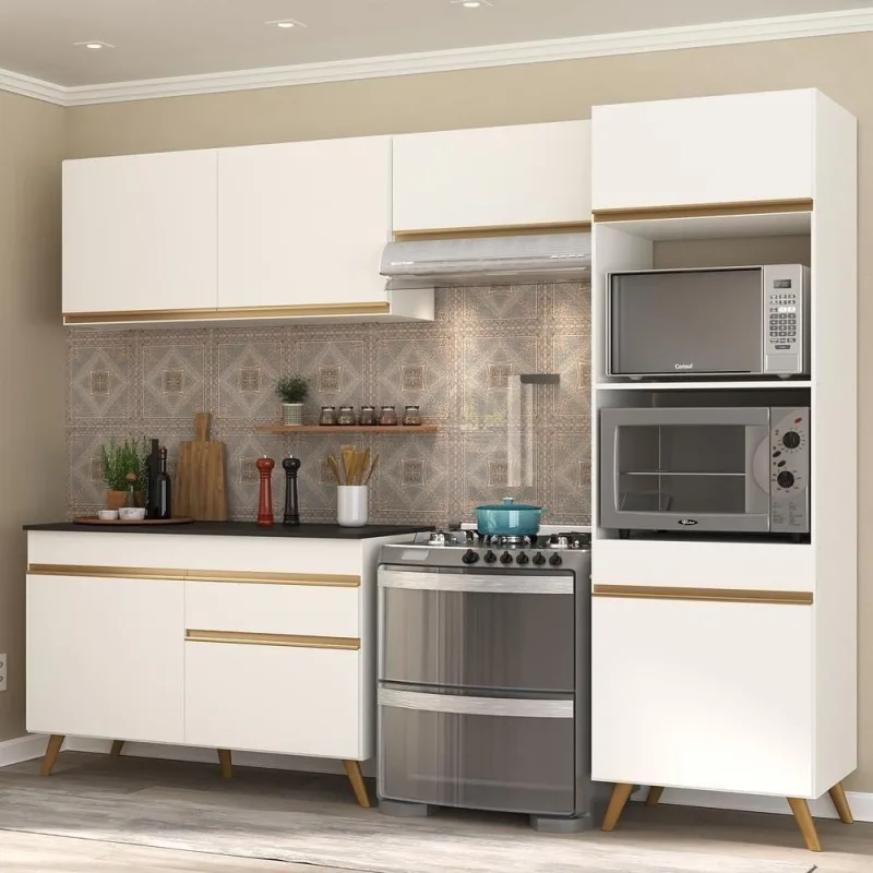Cozinha Compacta Multimóveis Fg3693 Armário E Balcão Branca - OUTRAS - Móveis