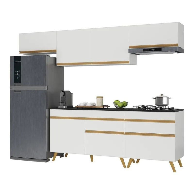 Cozinha Completa Veneza Gw Fg3708 Armário E Balcão Branca - Multimóveis