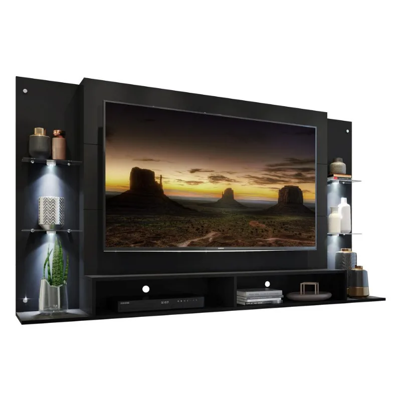 Painel com 4 Leds para TV até 60" Multimóveis Vegas FG3396 Preto - Multimóveis