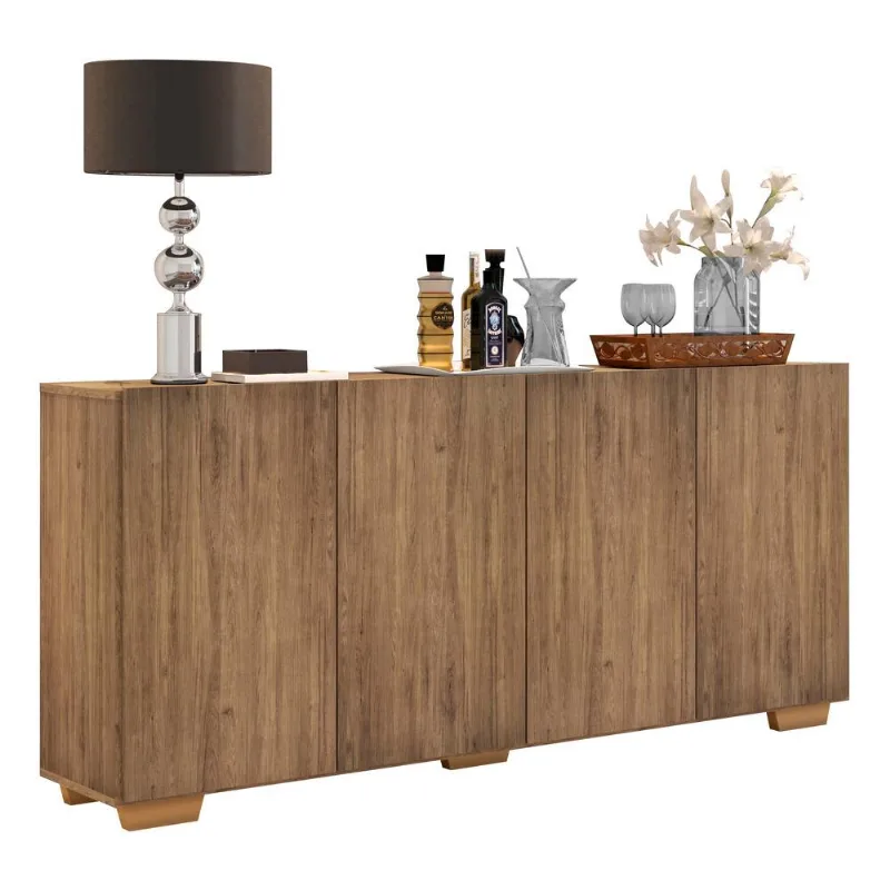 Aparador Buffet Multimóveis Veneza 4 Portas FG3557 Rustic/Natural - Multimóveis