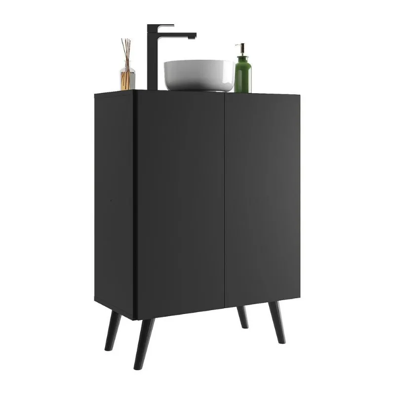 Gabinete de Banheiro Retrô Multimóveis 63 cm com 2 Portas FG5006 Preto - Multimóveis