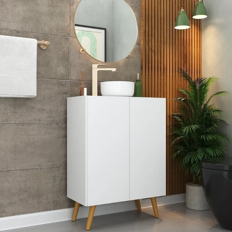 Gabinete De Banheiro 63Cm 2 Portas Fg5006 Branco/natural - Multimóveis