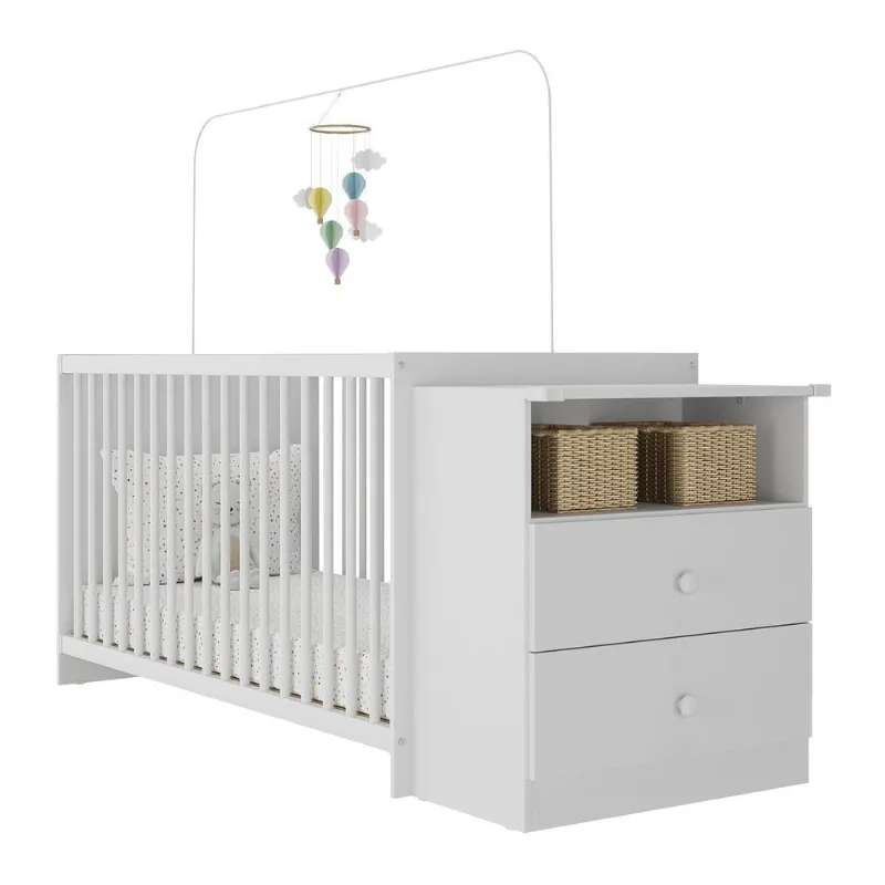 Berço Cômoda com Colchão Incluso Meu Bebê Multimóveis FG4013 Branco - OUTRAS