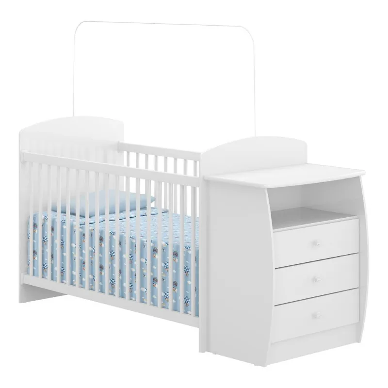 Berço Cômoda com Colchão Incluso Colinho de Mãe Multimóveis FG2951 Branco - OUTRAS