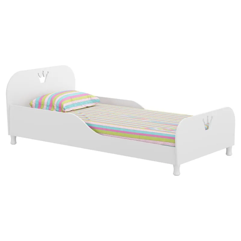 Cama Solteiro para colchão 88 x 188 cm 100% MDF Multimóveis FG2320 Branca - Multimóveis