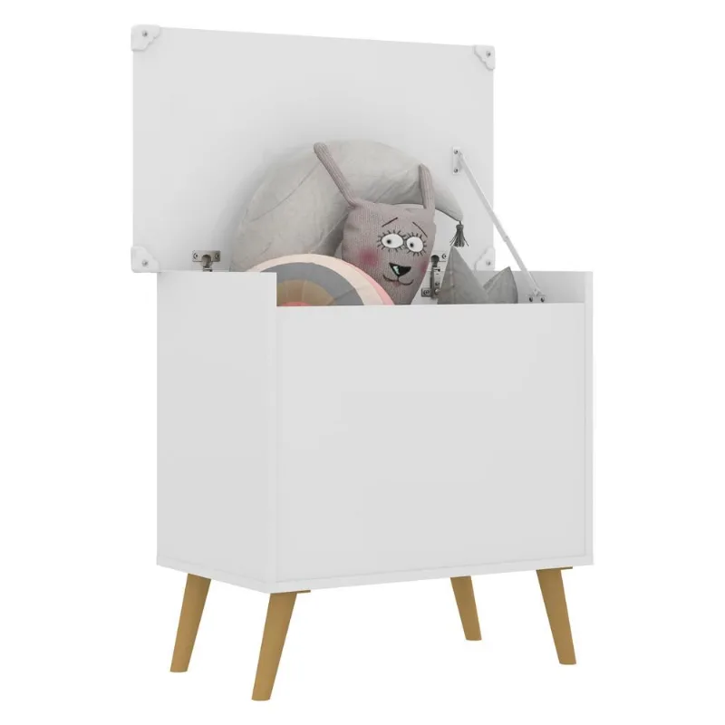 Caixa de Brinquedos Baú Organizador Retrô Multimóveis FG3638 Branco/Natural - Multimóveis